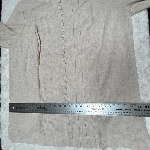 J. W. Treci Women's Button Front Tunic Pleated Top Blouse Short Sleeve 18W Beige - Picture 6 of 8